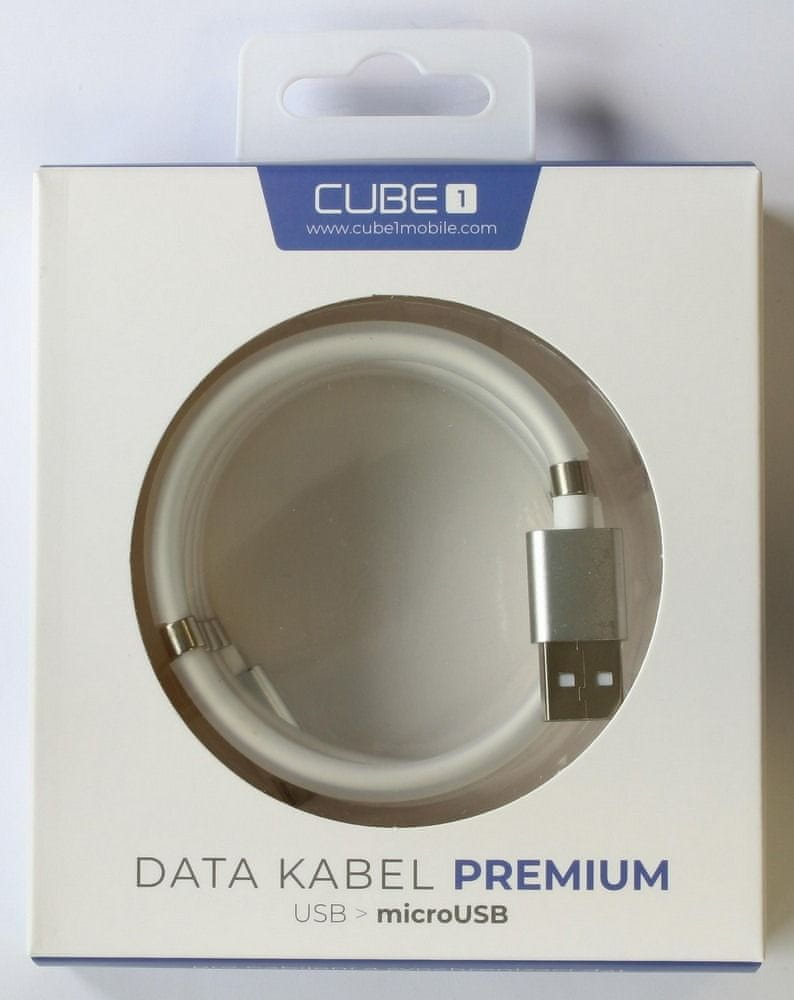 CUBE1 premium dátový kábel USB&gt;microUSB, 1 m LM06-1861B, biela